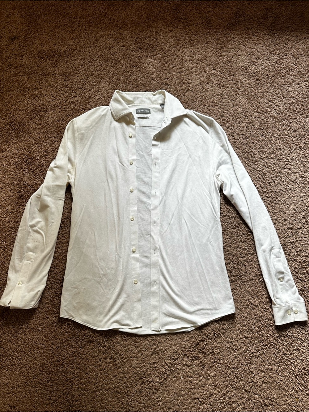 Michael Kors Men's White Long-Sleeve Button-Down Shirt